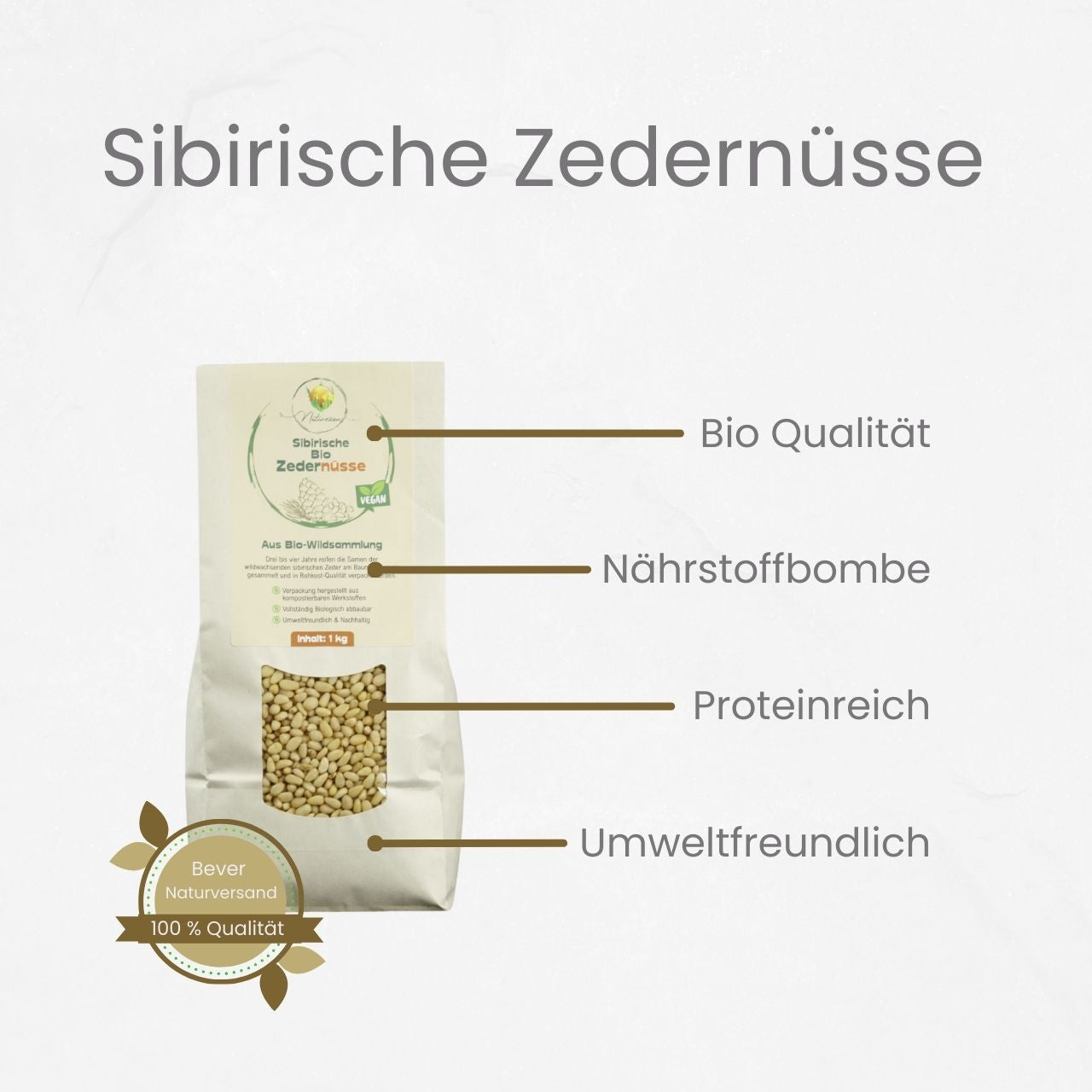 Exklusiv - Bio Sibirische Zedernüsse aus Wildsammlung (geschält) von Naturezon®