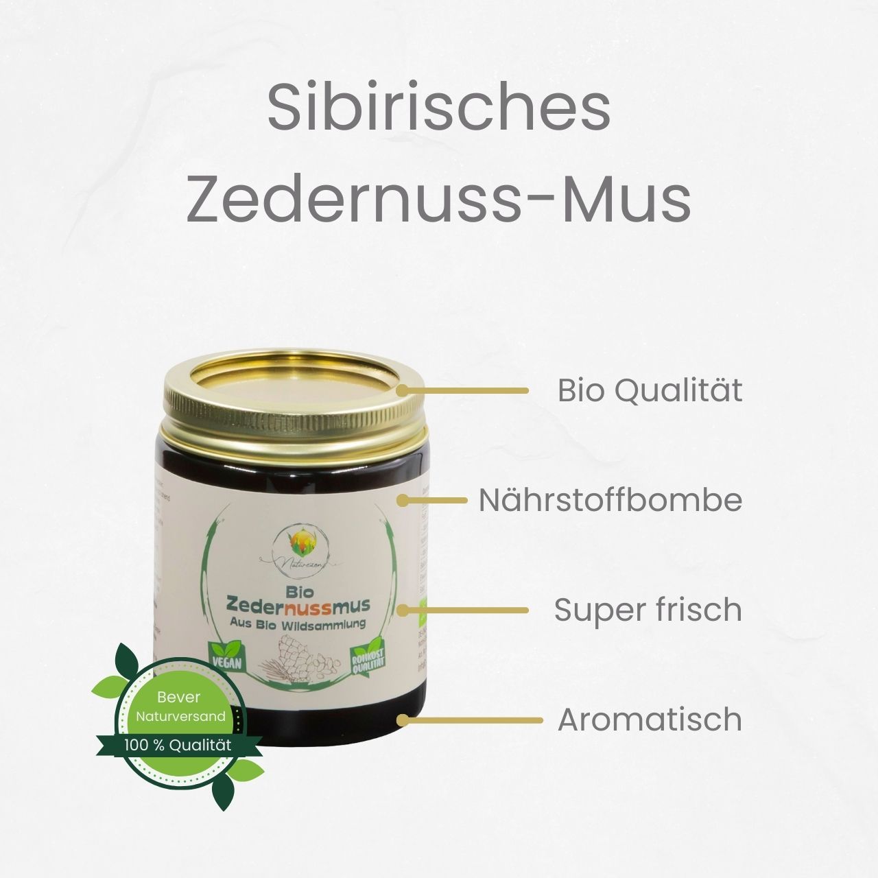 Bio Sibirisches Zedernuss-Mus aus wildgesammelten Zedernüssen (wöchentliche Produktion) von Naturezon® nächste Herstellung am 14.01.2025