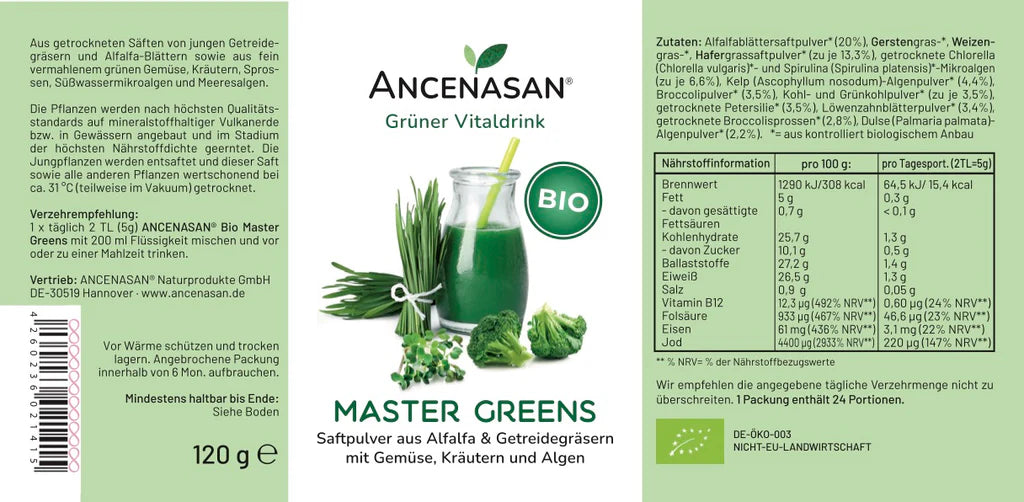 ANCENASAN® Bio Master Greens Vitaldrink - Der ultimative Vitalitätsboost